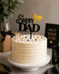 Super Dad Cake Topper – Gold & Black Acrylic Father’s Day Cake Decoration