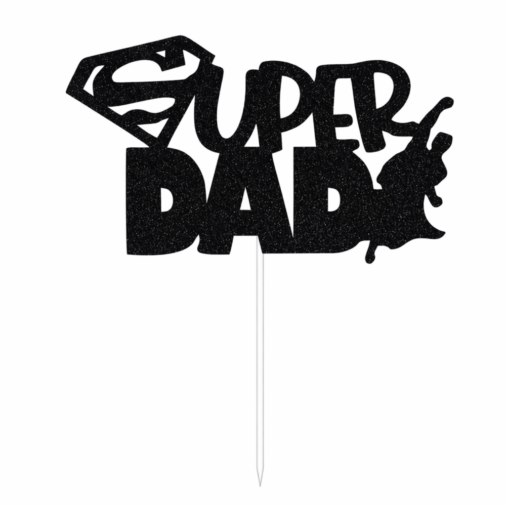 Super Dad Cake Topper – Gold & Black Acrylic Father’s Day Cake Decoration