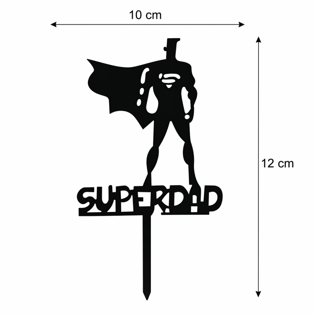 Super Dad Cake Topper – Gold & Black Acrylic Father’s Day Cake Decoration