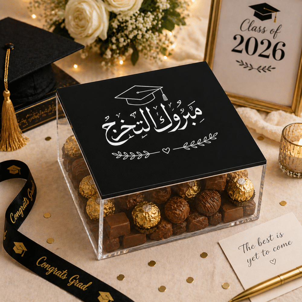 Luxury Acrylic Graduation Gift Box with Arabic Calligraphy