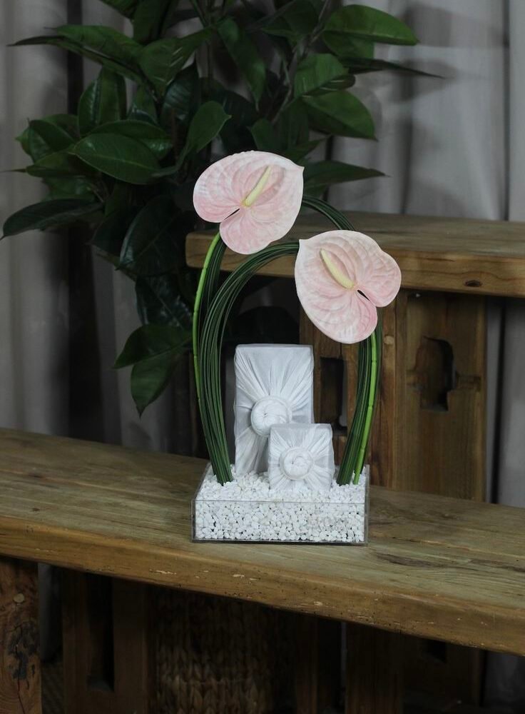 Minimalist Pink Anthurium Floral Arrangement with Gift Boxes
