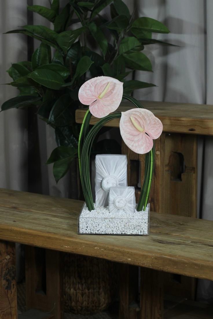 Minimalist Pink Anthurium Floral Arrangement with Gift Boxes