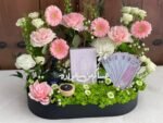 Luxury Pink Flower Gift Tray with Money Holder & Beauty Items