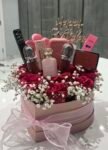 Luxury Heart Shape Makeup Gift Box with Red Roses