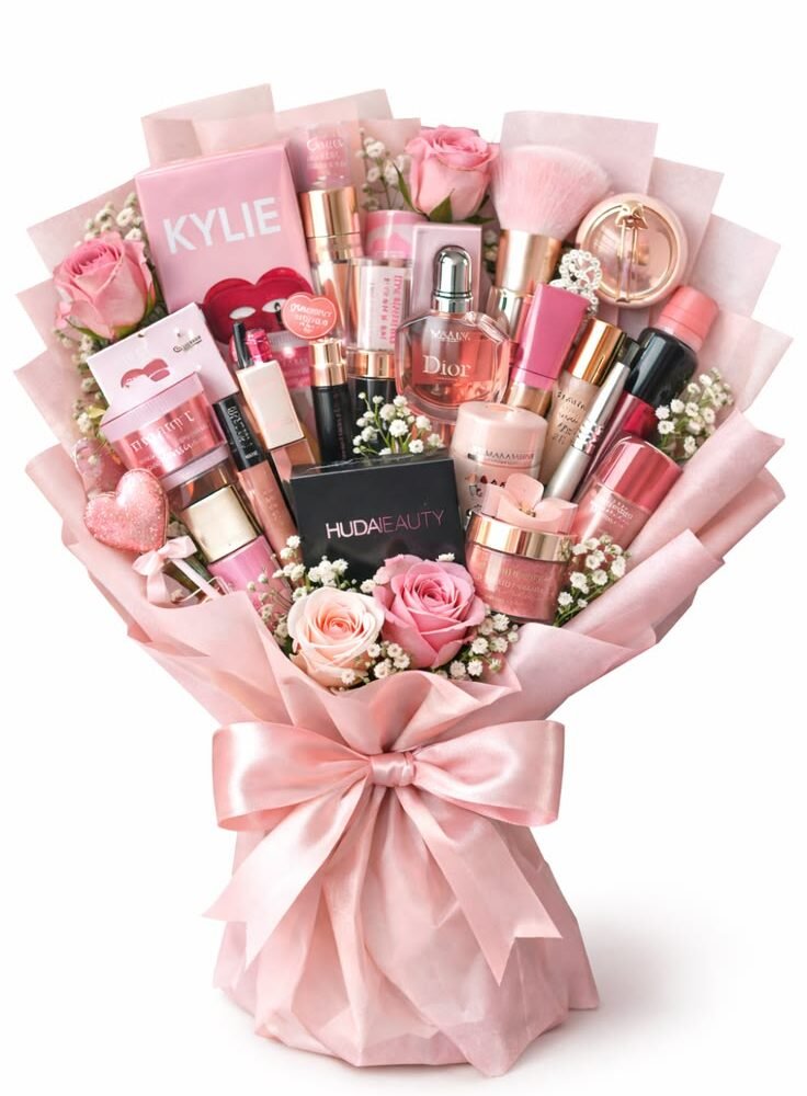 Luxury Makeup Bouquet Gift Set with Roses