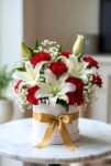 Luxury White & Red Flower Box Arrangement