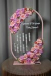 Personalized Baby Girl Floral Acrylic Stand – Luxury Welcome Baby Money Gift Arrangement
