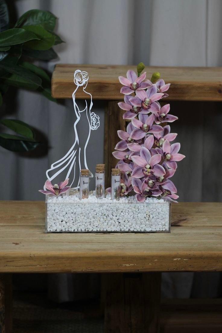 Luxury Acrylic Bridal Gift Tray with Pink Cymbidium Orchids
