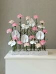 Luxury Pink Carnation & White Anthurium Floral Acrylic Tray