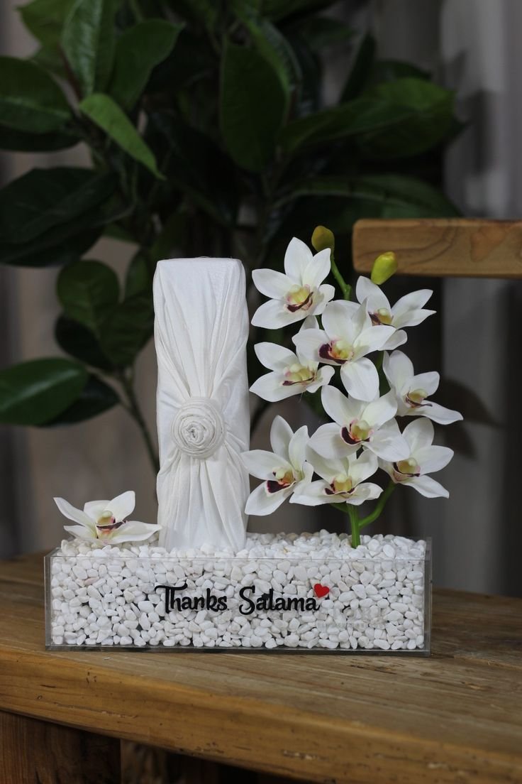 Luxury White Cymbidium Orchid Acrylic Tray