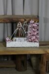 Luxury Acrylic Wedding Money Box with Bride & Groom Design and Pink Cymbidium Flowers