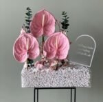 Pink Anthurium Floral Acrylic Tray