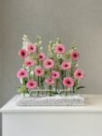 Personalized Pink Gerbera Floral Acrylic Tray