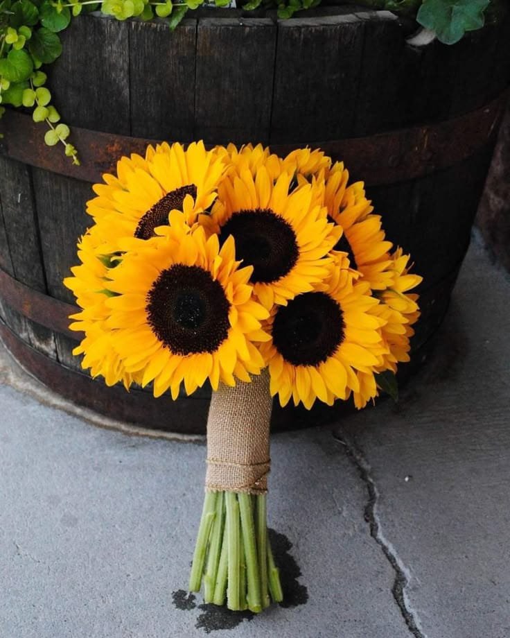 Bright Sunflower Bridal Bouquet – Rustic Wedding Flower Bouquet for Bride