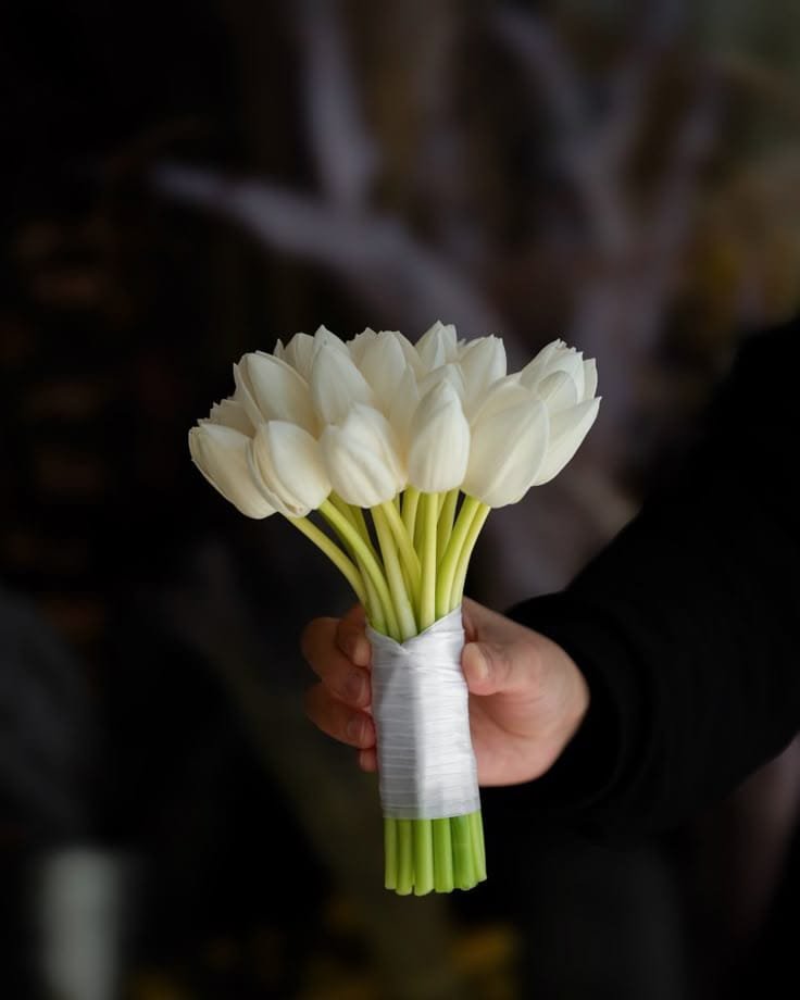 Elegant White Tulip Bridal Bouquet