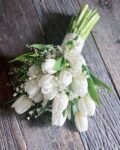 Elegant White Tulip Bridal Bouquet with Baby’s Breath