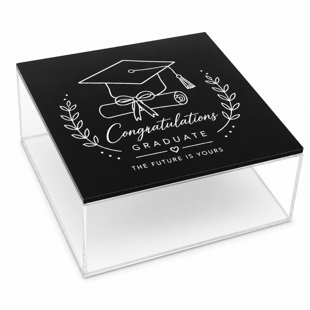Luxury Graduation Acrylic Gift Box with Printed Lid