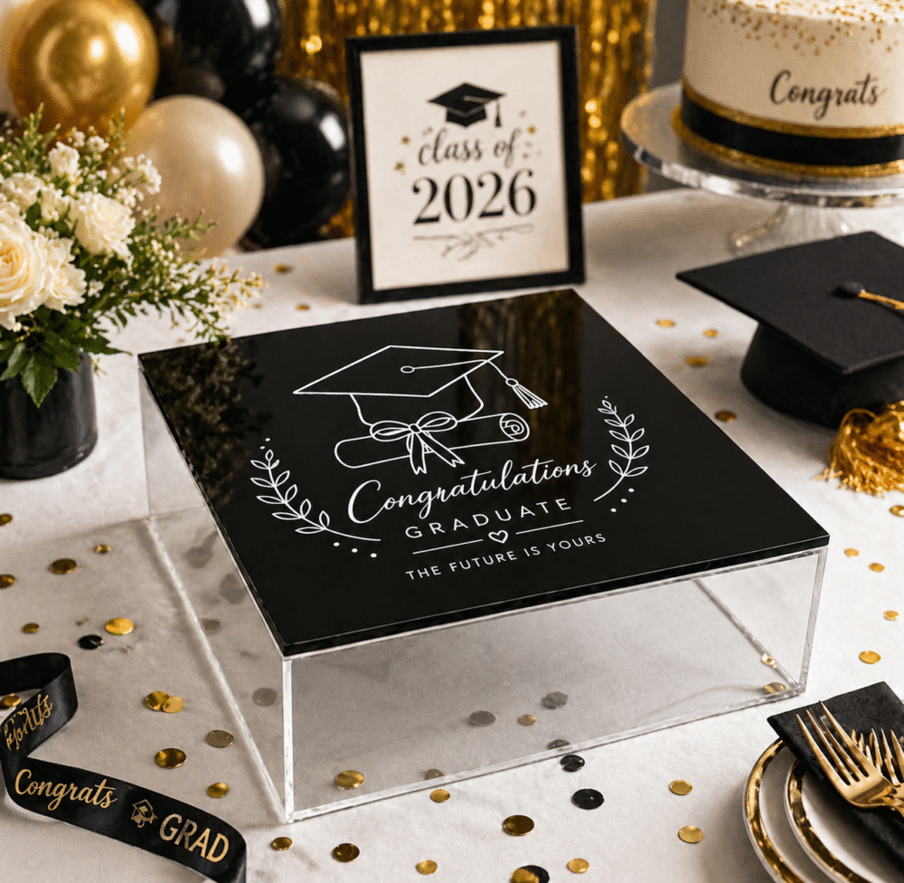 Luxury Graduation Acrylic Gift Box with Printed Lid