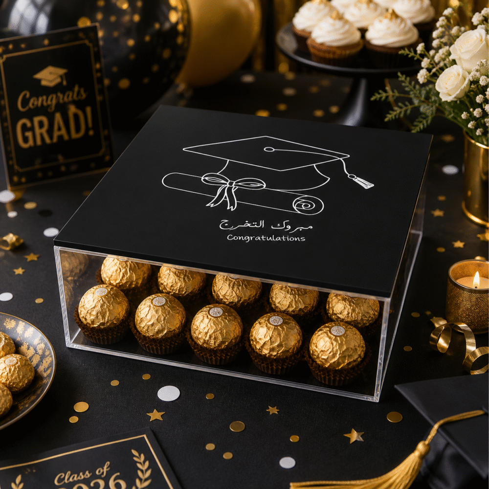 Luxury Graduation Acrylic Gift Box with Printed Lid