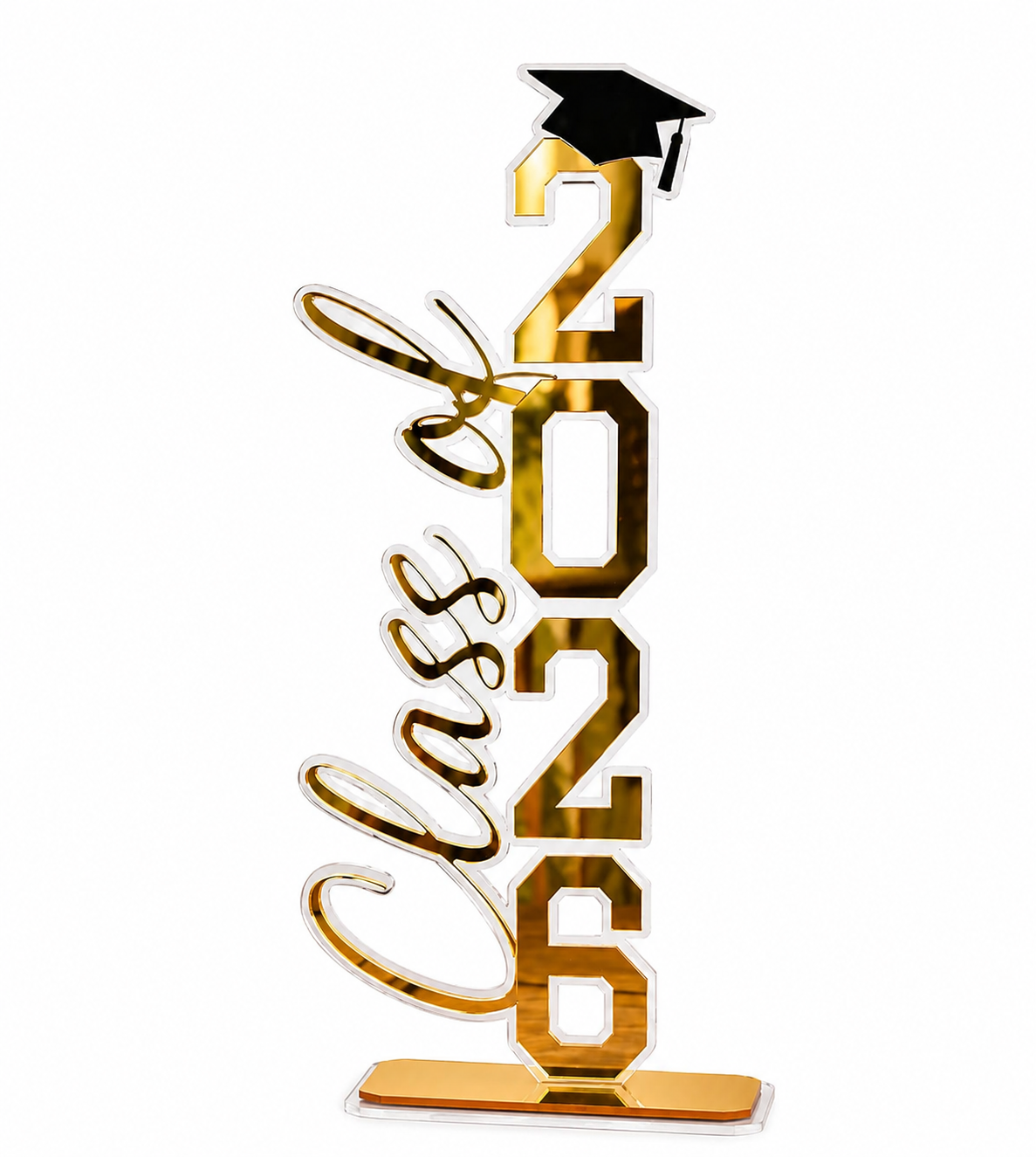 2026 Graduation Acrylic Table Decor Gold Mirror Finish
