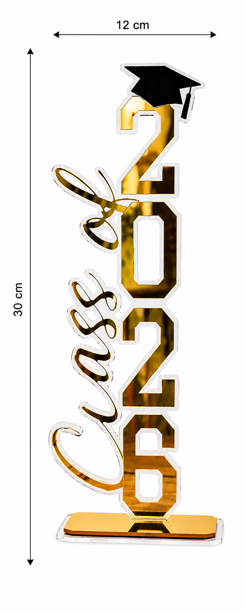 2026 Graduation Acrylic Table Decor Gold Mirror Finish