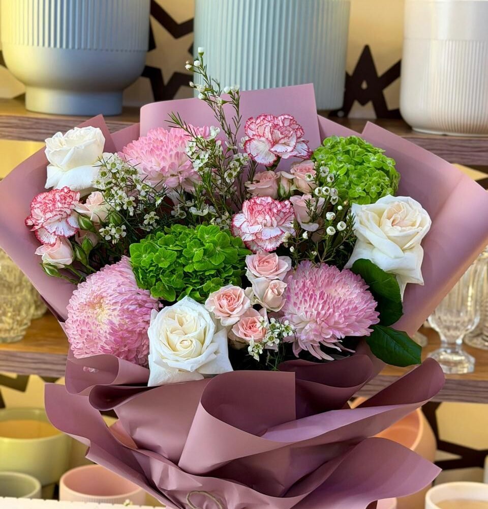 Luxury Pink, White & Green Flower Bouquet
