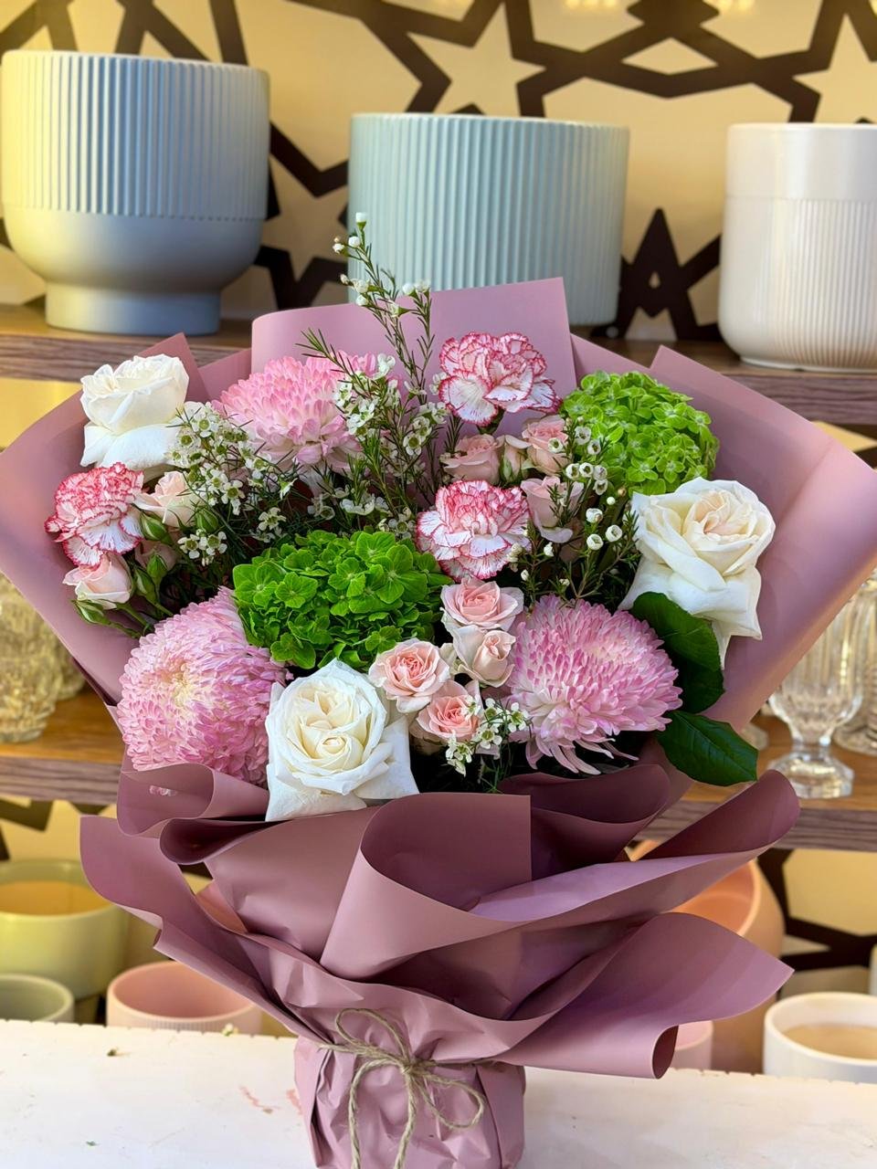 Luxury Pink, White & Green Flower Bouquet