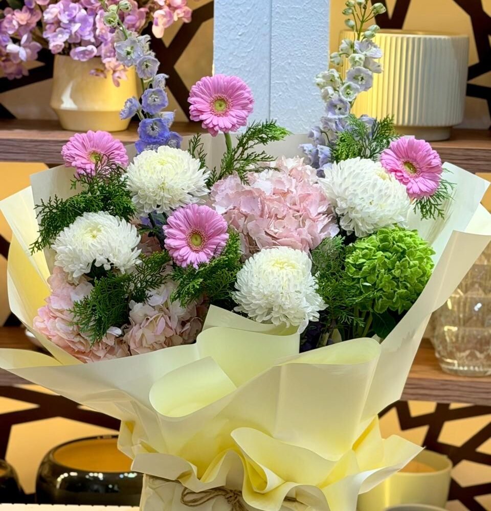 Elegant Pink, White & Green Mixed Flower Bouquet