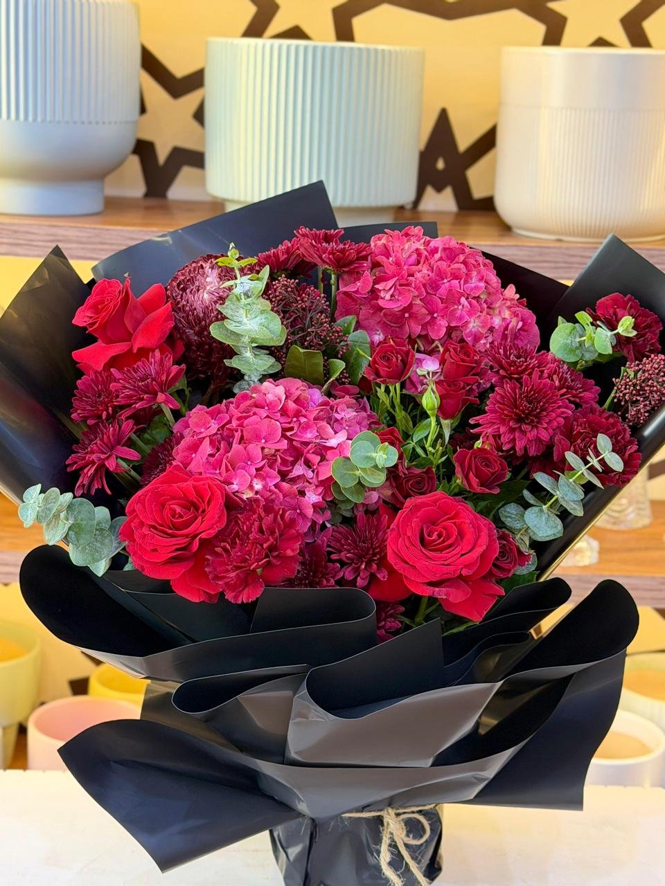 Luxury Red Rose & Pink Hydrangea Bouquet