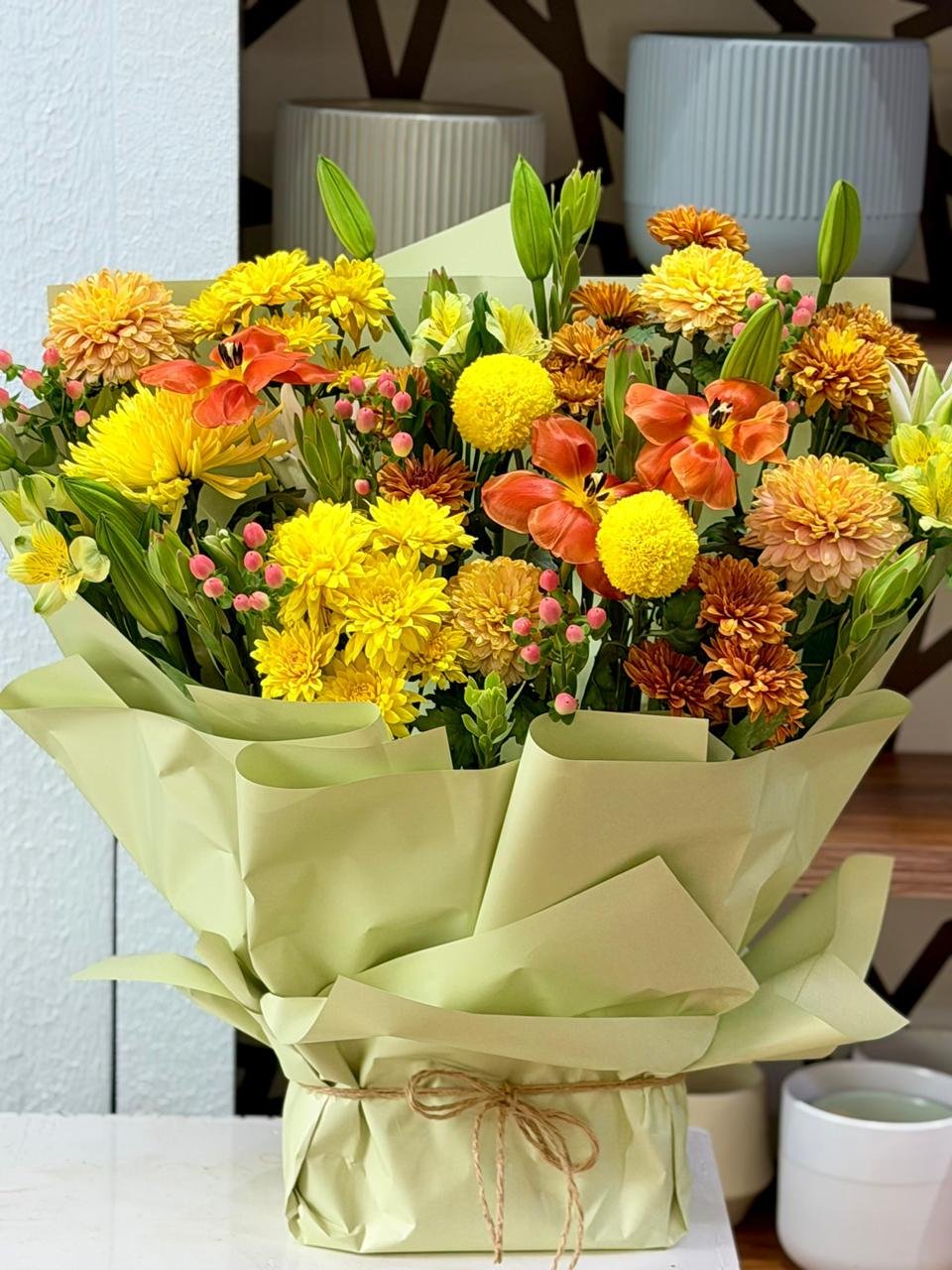 Luxury Yellow & Orange Mixed Flower Bouquet
