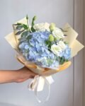 Luxury Blue Hydrangea & White Rose Bouquet