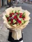 Luxury Red Rose Bouquet with White Baby’s Breath & Green Fillers