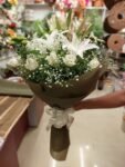 Luxury White Lily & White Rose Bouquet with Baby’s Breath