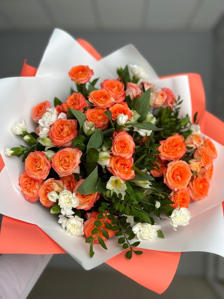 Luxury Orange & White Flower Bouquet