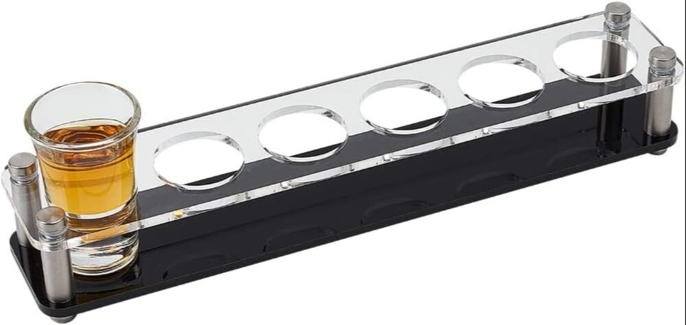 6 Hole Acrylic Short Glass Tray | Multi-Purpose Display and Storage Tray