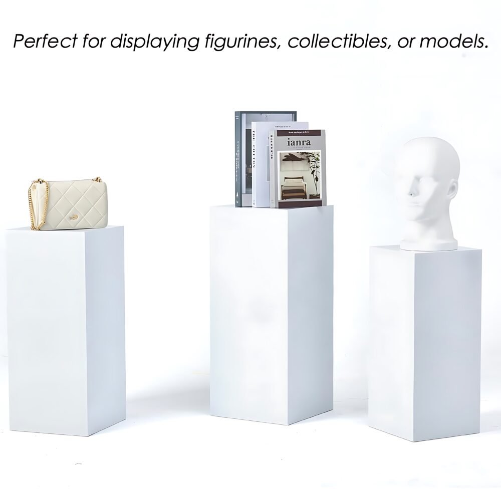 White Acrylic Display Pedestal Stand Set 3pcs
