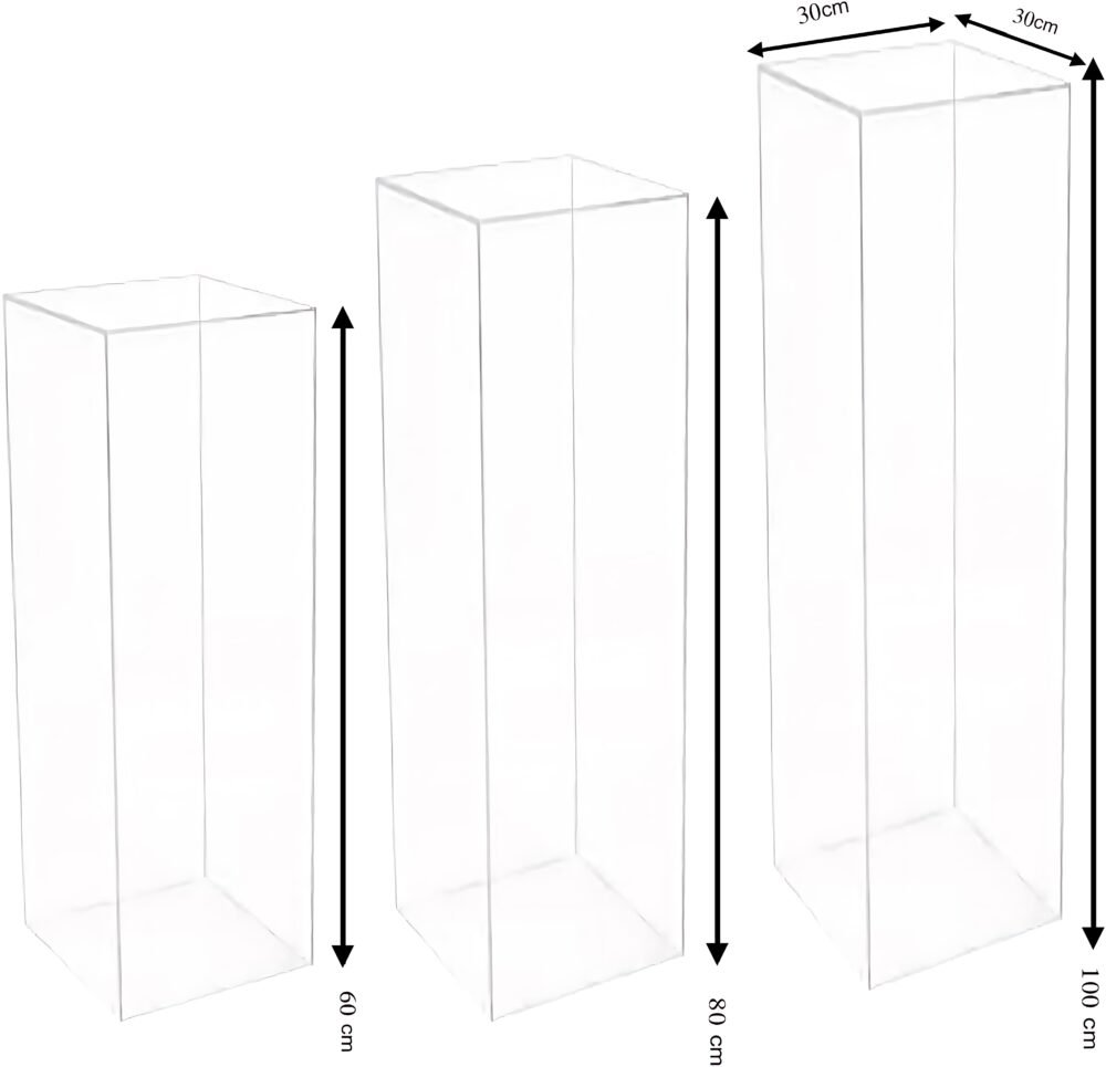 Clear Acrylic Display Pedestal Stand Set 3pcs