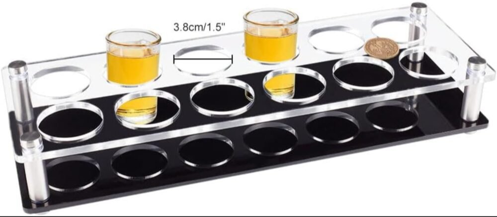 12 Hole Acrylic Short Glass Tray | Multi-Purpose Display and Storage Tray