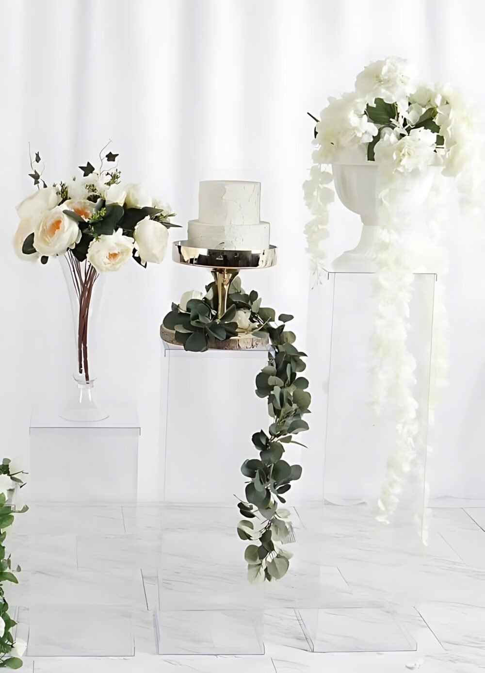 Clear Acrylic Display Pedestal Stand Set 3pcs