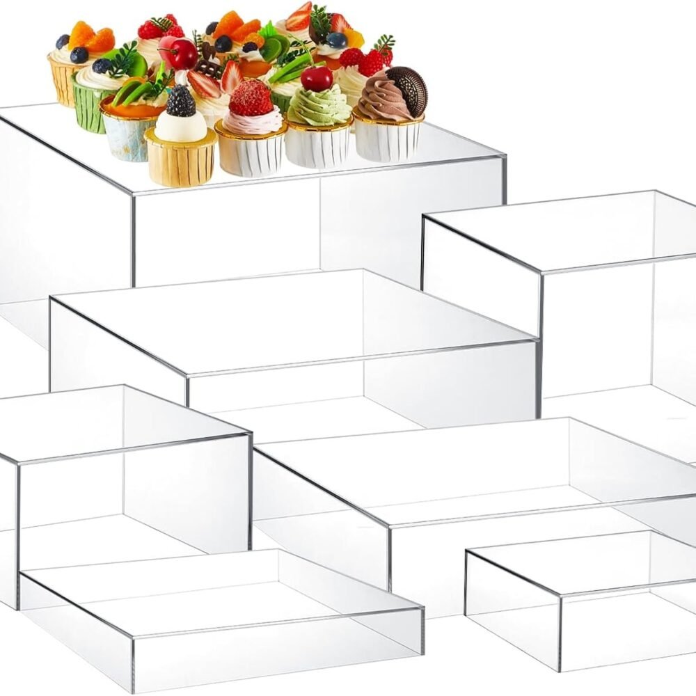 Clear Acrylic Dessert Display Risers Set 7pcs