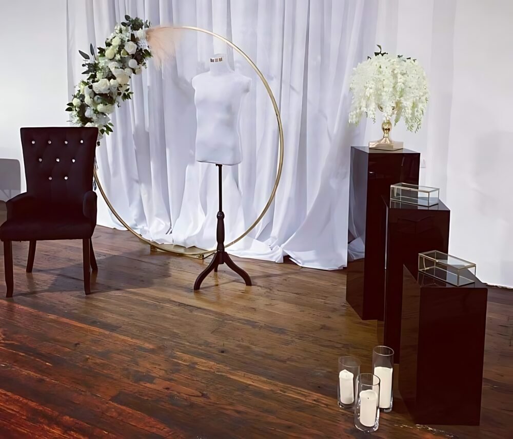 Black Acrylic Display Pedestal Stand Set 3pcs