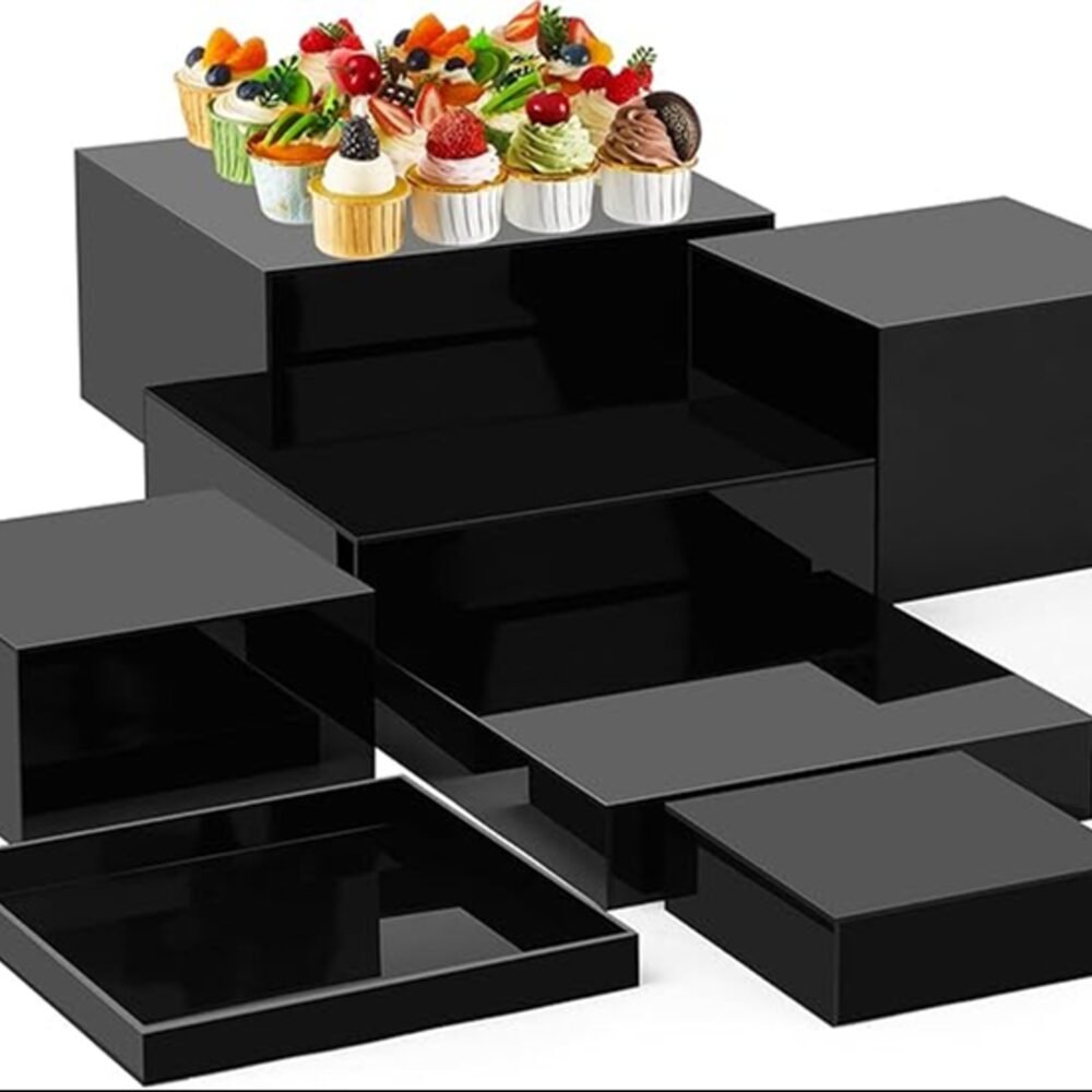 Clear Acrylic Dessert Display Risers Set 7pcs