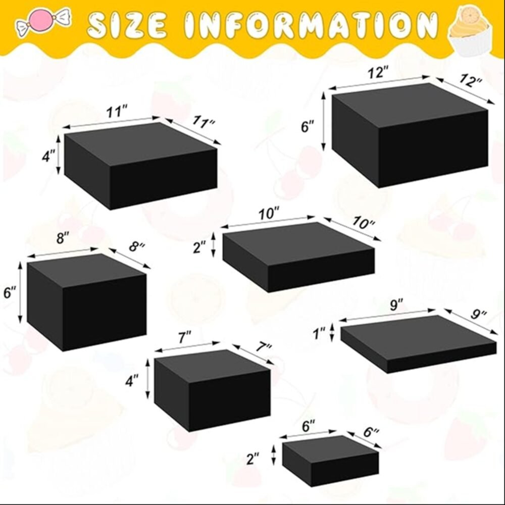 Clear Acrylic Dessert Display Risers Set 7pcs