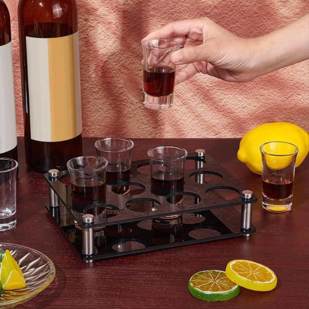 12 Hole Acrylic Short Glass Tray | Multi-Purpose Display and Storage Tray