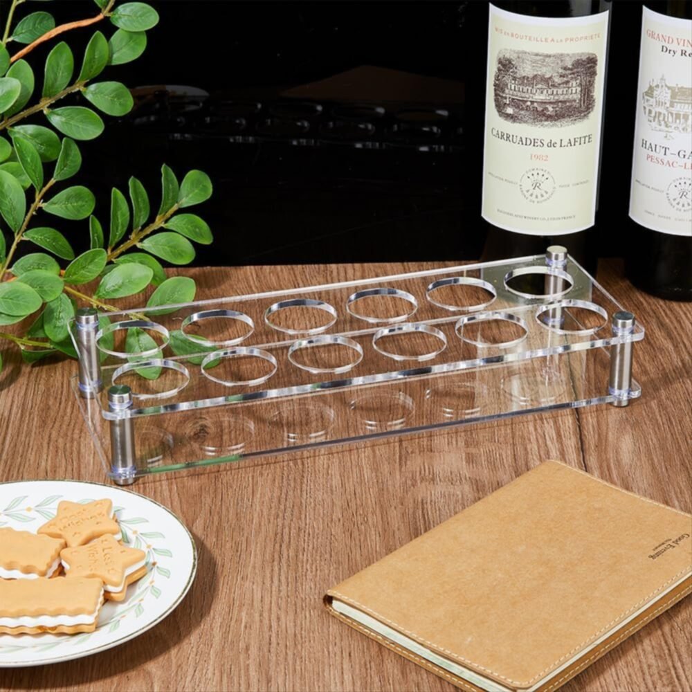 12 Hole Acrylic Short Glass Tray | Multi-Purpose Display and Storage Tray