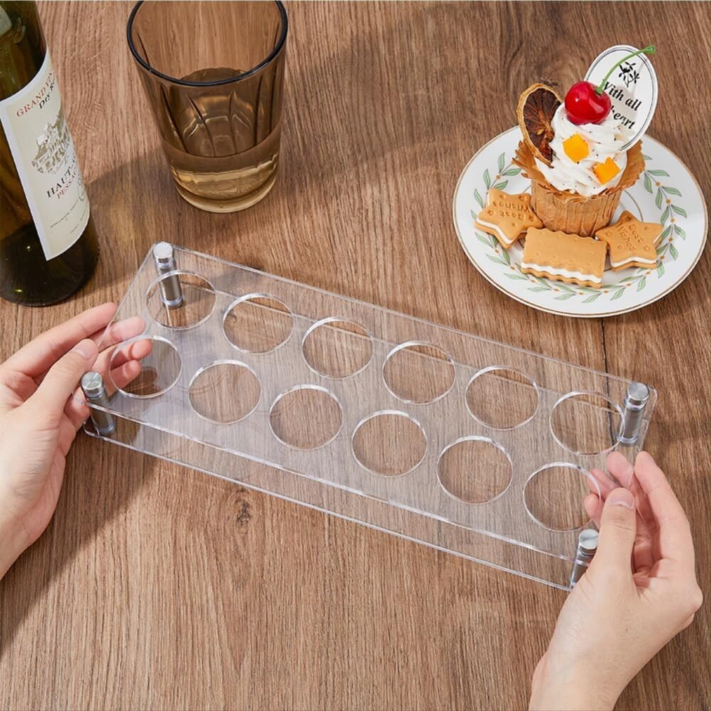 12 Hole Acrylic Short Glass Tray | Multi-Purpose Display and Storage Tray