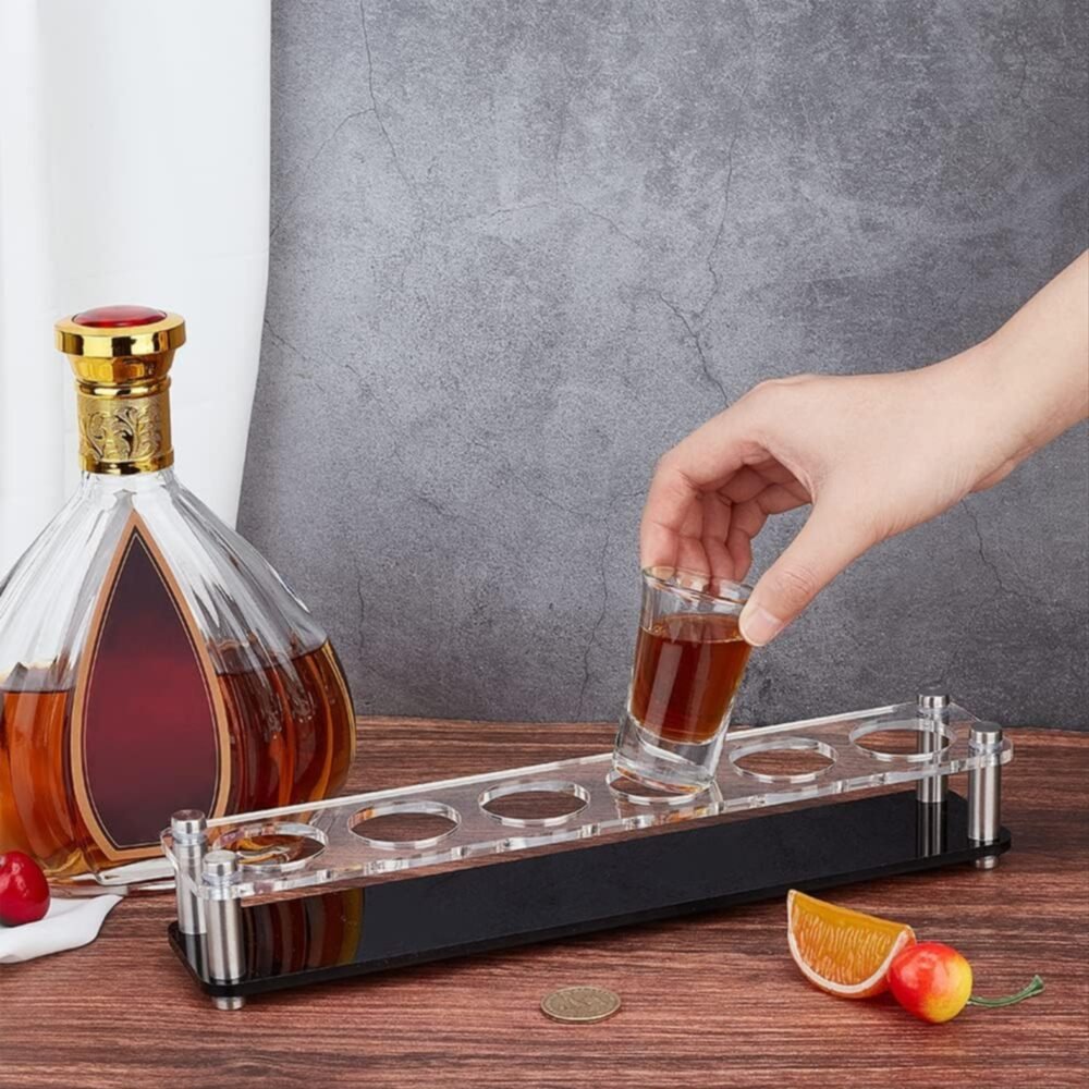 6 Hole Acrylic Short Glass Tray | Multi-Purpose Display and Storage Tray