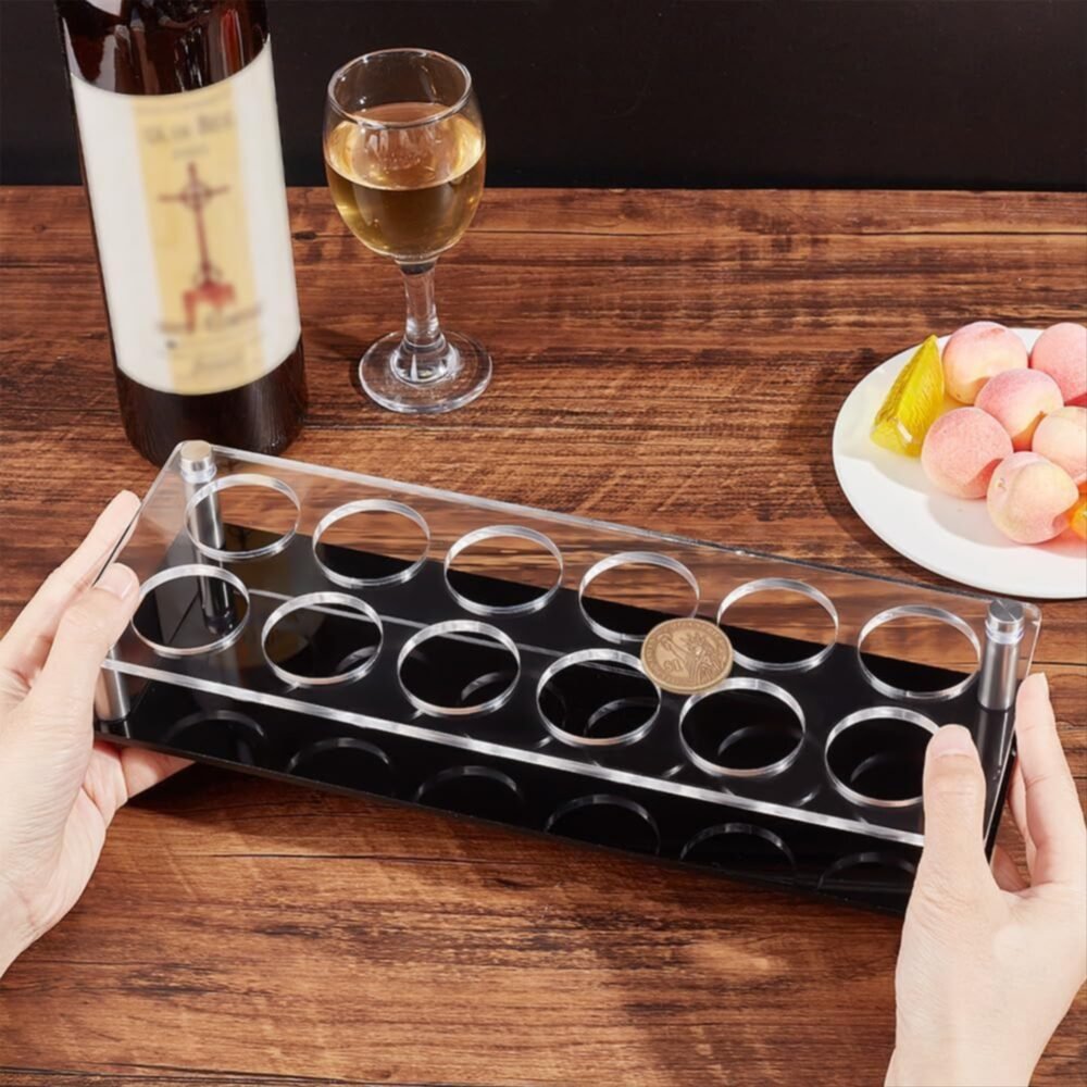12 Hole Acrylic Short Glass Tray | Multi-Purpose Display and Storage Tray
