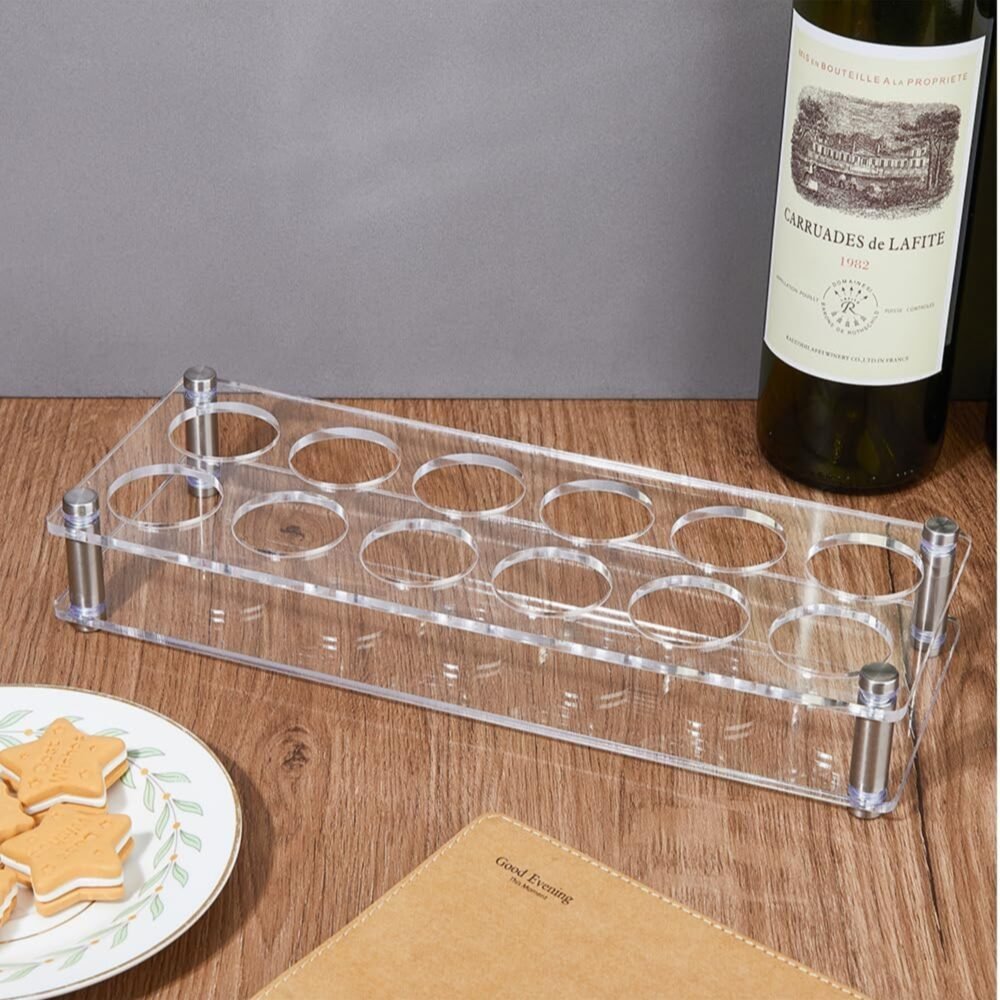 12 Hole Acrylic Short Glass Tray | Multi-Purpose Display and Storage Tray