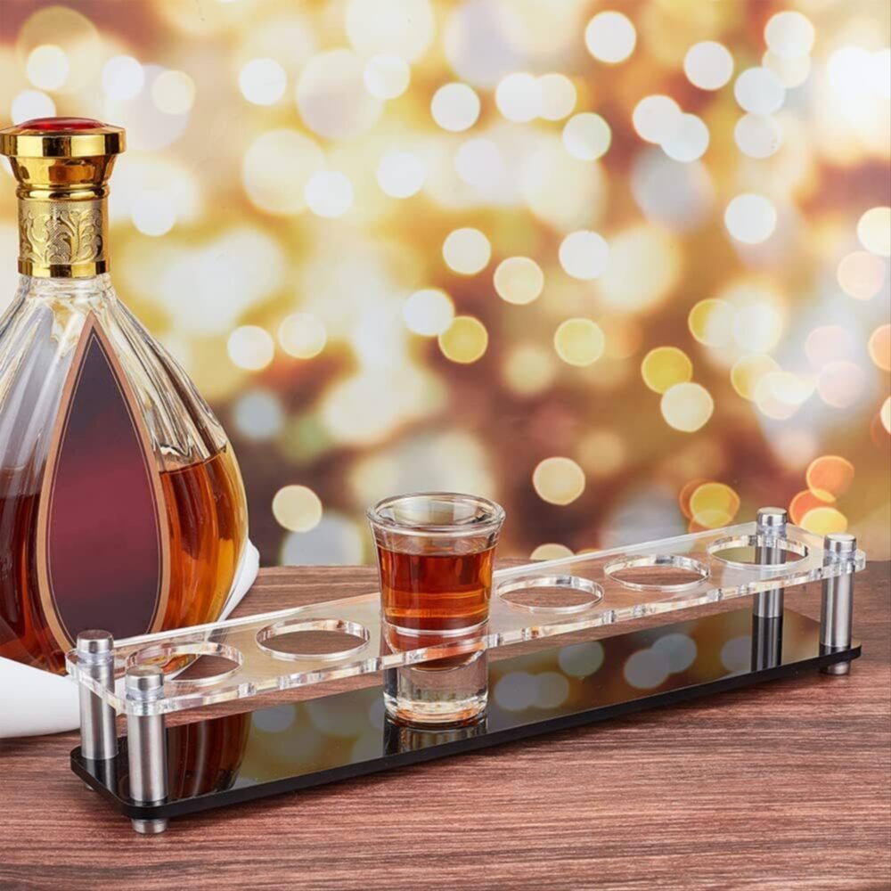 6 Hole Acrylic Short Glass Tray | Multi-Purpose Display and Storage Tray